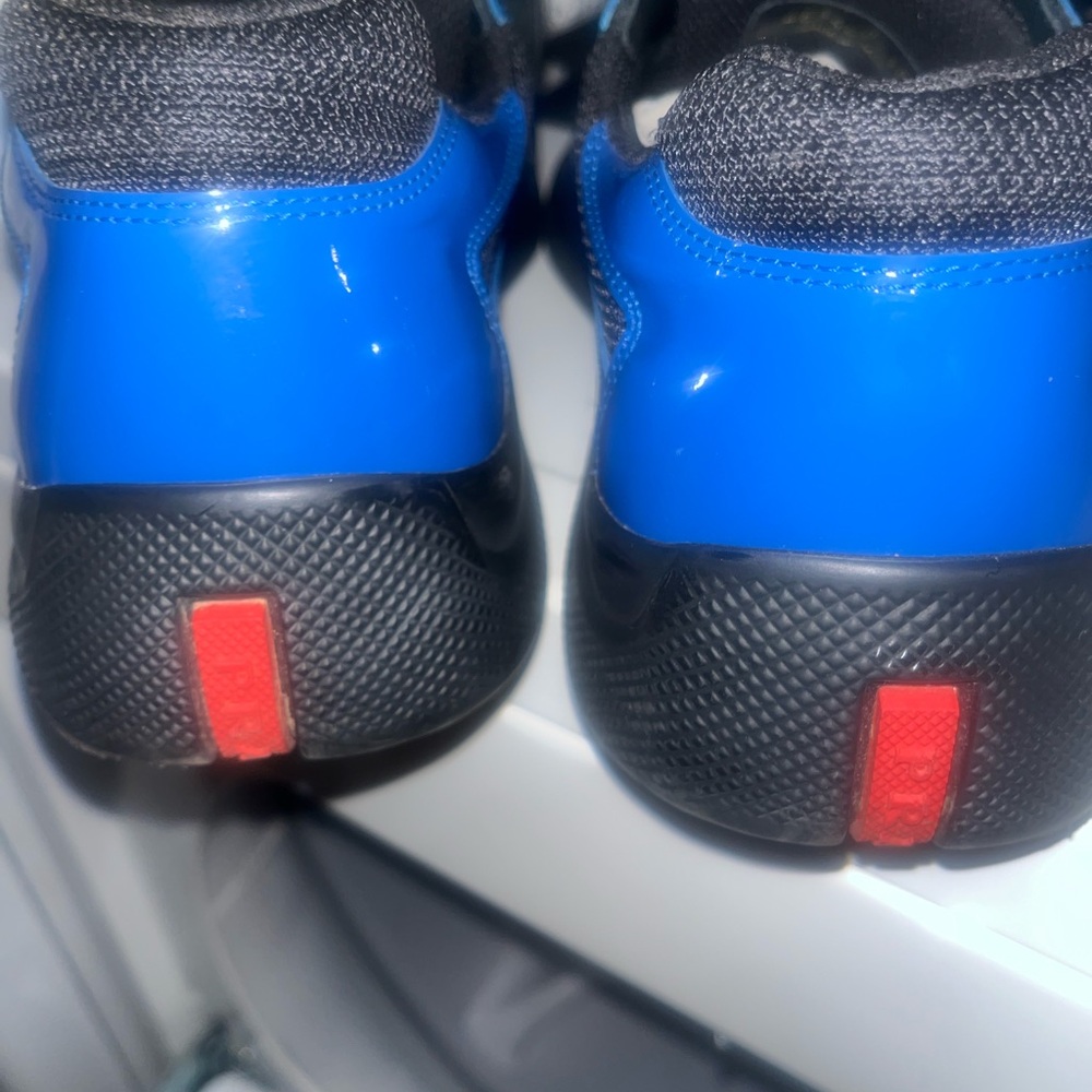 PRADA AMERICAS CUP SNEAKERS SHOES 4E3400 BLUE/BLACK LEATHER